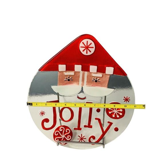 New Jolly Santa Fusion Glass Shaped Plate Platter Lori Siebert 2011 Silvestryi - Picture 6 of 9